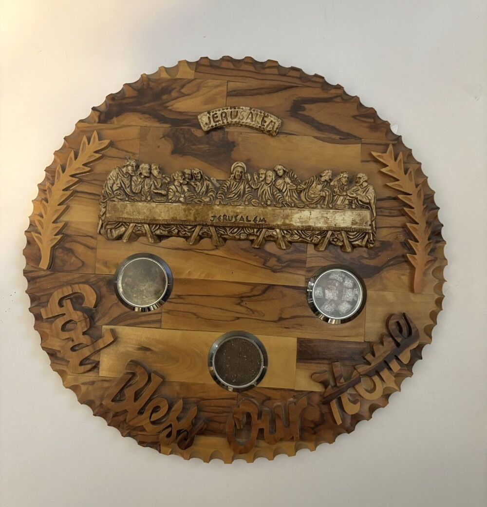 The Last Supper Oval Wood Wall Plaque Handmade in Israel God Bless our Home
